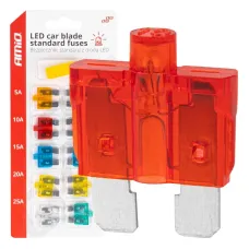 AMIO 04341 — Bezpieczniki samochodowe standard z diodą led 10 szt. AMIO-04341