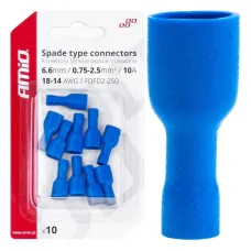 AMIO 03068 — Konektory izolowane żeńskie płaskie 6.6mm AMIO-03068