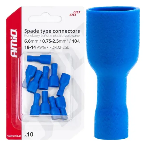 Konektory izolowane żeńskie płaskie 6.6mm AMIO-03068