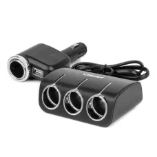 AMIO 04360 — Rozdzielacz gniazda zapalniczki z ładowarką i żarnikiem 12V 24V 120W 80cm AMIO-0...