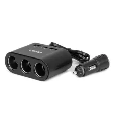 AMIO 04361 — Rozdzielacz gniazda zapalniczki z ładowarką 2x USB-A 1x USB-C 12V 24V 120W 70cm ...
