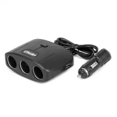 AMIO 04362 — Rozdzielacz gniazda zapalniczki z ładowarką 2x USB-A ON/OFF 12V 24V 100W 70cm AM...