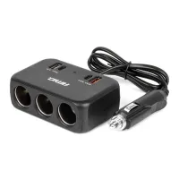 Rozdzielacz gniazda zapalniczki z ładowarką 1x USB-A 1x USB-C QC4.0 12V 24V 120W 80cm AMIO-04365