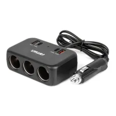 AMIO 04365 — Rozdzielacz gniazda zapalniczki z ładowarką 1x USB-A 1x USB-C QC4.0 12V 24V 120W...