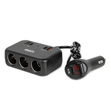 AMIO 04366 — Rozdzielacz gniazda zapalniczki z ładowarką 2x USB-A 1x USB-C QC4.0 12V 24V 120W...
