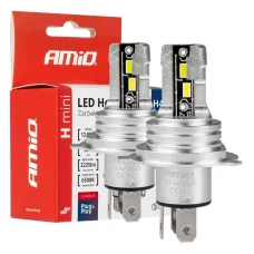 AMIO 03331 — Żarówki samochodowe LED seria H-mini H4/H19 6500K Canbus AMIO-03331