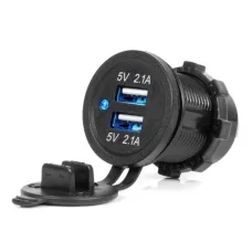 AMIO 04217 — Ładowarka samochodowa z gniazdami USB wodoodporna 4.2A 2xUSB 12V 24V AMIO-04217