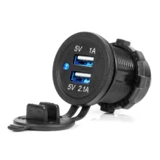 AMIO 04216 — Ładowarka samochodowa z gniazdami USB wodoodporna 3.1A 2xUSB 12V 24V AMIO-04216