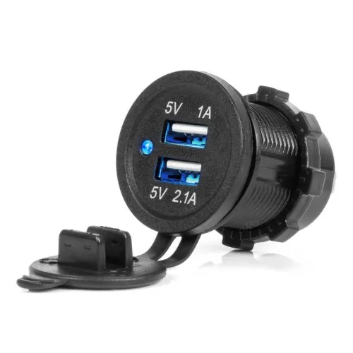 Ładowarka samochodowa z gniazdami USB wodoodporna 3.1A 2xUSB 12V 24V AMIO-04216