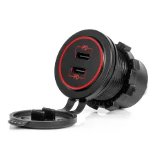 AMIO 04223 — Ładowarka samochodowa z gniazdami USB wodoodporna 2x USB-C 12V 24V AMIO-04223