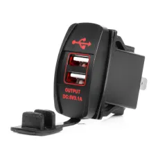 AMIO 04228 — Ładowarka samochodowa z gniazdami USB wodoodporna w kształcie łódki 2x USB 12V 2...