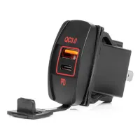 Ładowarka samochodowa z gniazdami USB wodoodporna w kształcie łódki USB + USB-C QC3.0 12V 24V AMIO-04229