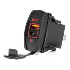 AMIO 04229 — Ładowarka samochodowa z gniazdami USB wodoodporna w kształcie łódki USB + USB-C ...