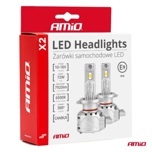 Żarówki samochodowe LED seria X2 H3 6500K Canbus AMIO-02971
