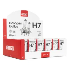 AMIO 04399 — Zestaw żarówek halogenowych H7 12V 55W UV filtr 30szt. AMIO-04399