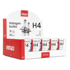 AMIO 04401 — Zestaw żarówek halogenowych H4 12V 60/55W filtr UV (E8) 20szt. AMIO-04401