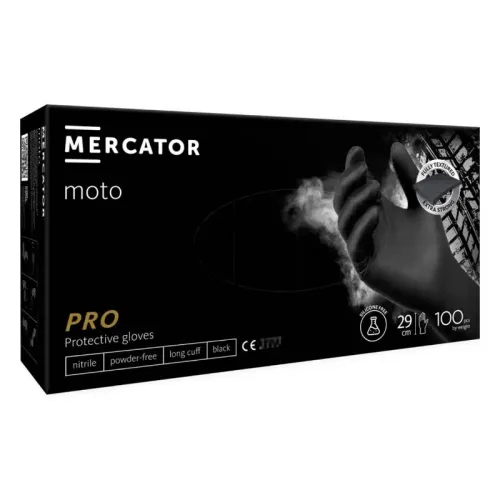 Rękawice nitrylowe Mercator MOTO BLACK rozmiar M 100szt.