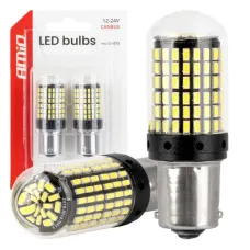 AMIO 04473 — Żarówki LED CANBUS BA15S P21W R10W R5W 600LM 144SMD białe 12V 24V AMIO-04473