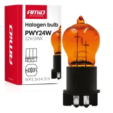 AMIO 04410 — Żarówka halogenowa PWY24W WP3.3x14.5-4 Amber 12V 24W AMIO-04410