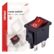 AMIO 04440 — Włącznik kołyskowy z czerwonym podświetleniem 20A 12V 24V AMIO-04440