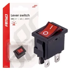 AMIO 04439 — Włącznik kołyskowy z czerwonym podświetleniem 6A 250V AMIO-04439