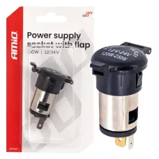 AMIO 04434 — Dodatkowe gniazdo zasilania z klapką 250W 12V 24V AMIO-04434