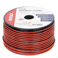 AMIO 04457 — Kabel głośnikowy dwużyłowy CCA 2x0.75mm2 100m 3.75A AMIO-04457