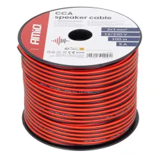 AMIO 04458 — Kabel głośnikowy dwużyłowy CCA 2x1mm2 100m 5A AMIO-04458