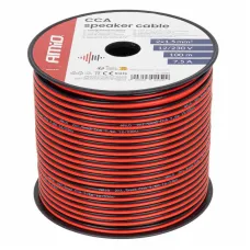 AMIO 04459 — Kabel głośnikowy dwużyłowy CCA 2x1.5mm2 100m 7.5A AMIO-04459