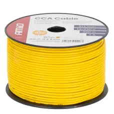 AMIO 04448 — Przewód jednożyłowy żółty CCA 1x1mm2 100m 5A 12/230V AMIO-04448