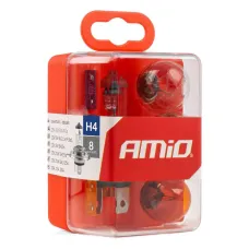 AMIO 01496 — Zestaw żarówek i bezpieczników zasobnik 8 szt H4 AMIO-01496
