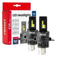 Żarówki samochodowe LED seria F25 PRO BLACK FULL CANBUS H4 H19 70W 12V 24V AMIO-04719
