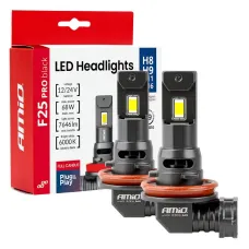 AMIO 04721 — Żarówki samochodowe LED seria F25 PRO BLACK FULL CANBUS H8 H9 H11 H16 68W 12V 24...