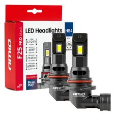 AMIO 04723 — Żarówki samochodowe LED seria F25 PRO BLACK FULL CANBUS HB4 68W 12V 24V AMIO-047...