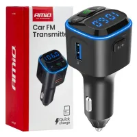 Transmiter samochodowy FM microSD 1×USB-A 2×USB-C 12V 24V AMIO-04651