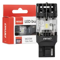 AMIO 04686 — Żarówka LED LumiTec T20S 7440 W21W 12V FULL CANBUS biała 1 szt. AMIO-04686