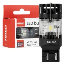 AMIO 04687 — Żarówka LED LumiTec T20D 7443 W21/5W 12V FULL CANBUS biała 1 szt. AMIO-04687
