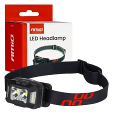 AMIO 04668 — Latarka czołowa akumulatorowa 2xXPG+10SMD 1800mAh SUPER BRIGHT (BATT) AMIO-04668
