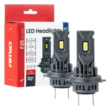 AMIO 04704 — Żarówki samochodowe LED F25 SILVER FULL CANBUS 62W H7 H18 12V 24V AMIO-04704