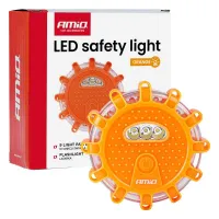 Samochodowa lampa awaryjna akumulatorowa z funkcją latarki 12SMD+3SMD 650mAh światło pomarańczowe AMIO-04829