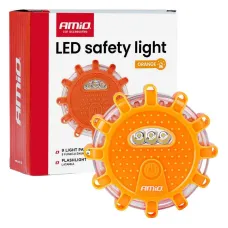 AMIO 04829 — Samochodowa lampa awaryjna akumulatorowa z funkcją latarki 12SMD+3SMD 650mAh świ...