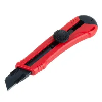 Nożyk uniwersalny ze stali SK5 z czarnym ostrzem i pokrętłem ABS 100x18x0,5mm AMIO-04813