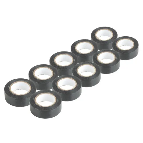 Taśmy izolacyjne PVC zestaw 10szt. czarne 19mm x 20m  x 0.13mm AMIO-04844