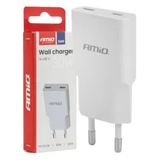 AMIO 04839 — Ładowarka sieciowa 230V 30W GaN 2xUSB-C AMIO-04839