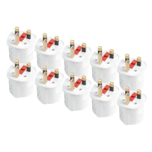 Zestaw adapterów podróżnych z bezpiecznikiem EU UK 13A 250V 10szt. AMIO-04858