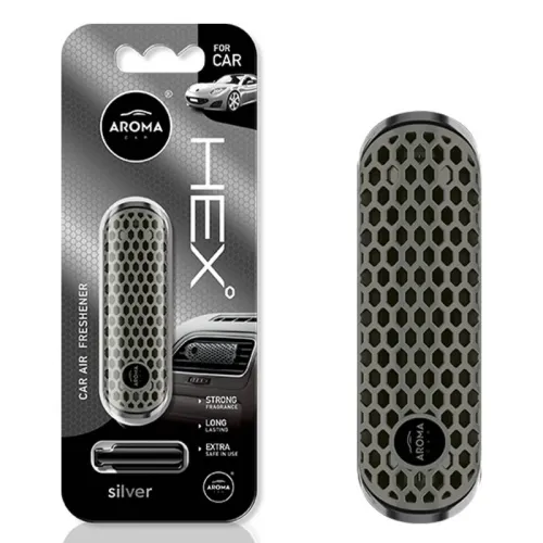 Odświeżacz powietrza AROMA FANCY SHAPES POLYMER HEX Silver
