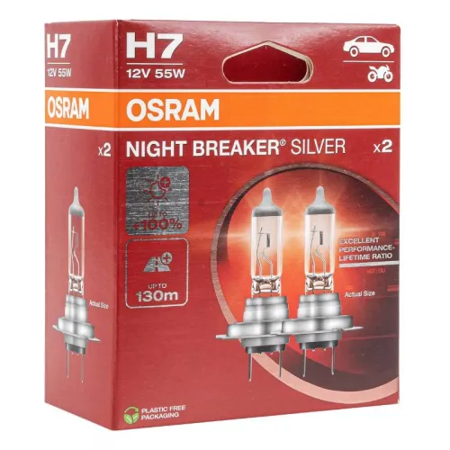 Żarówki halogenowe H7 12V NIGHT BREAKER SILVER +100% /2szt/