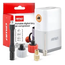 AMIO 04946 — Mini kompresor rowerowy bezprzewodowy bezszczotkowy z wyświetlaczem LED 40W USB-...