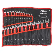 AMIO 04977 — Zestaw kluczy oczkowych CRV 6-32mm 25szt. AMIO-04977