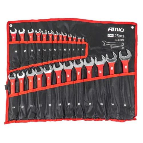 Zestaw kluczy oczkowych CRV 6-32mm 25szt. AMIO-04977